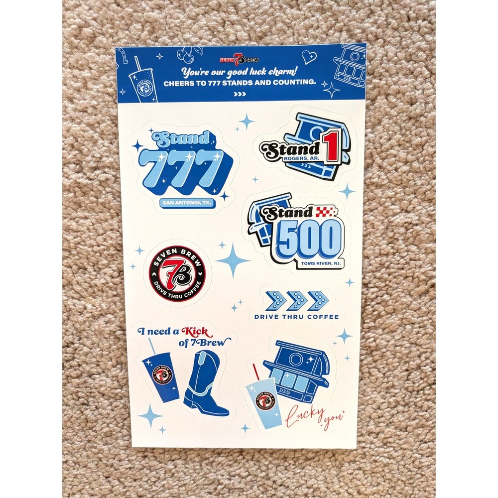 7 Brew Coffee Sticker Sheet Milestones Locations Decals